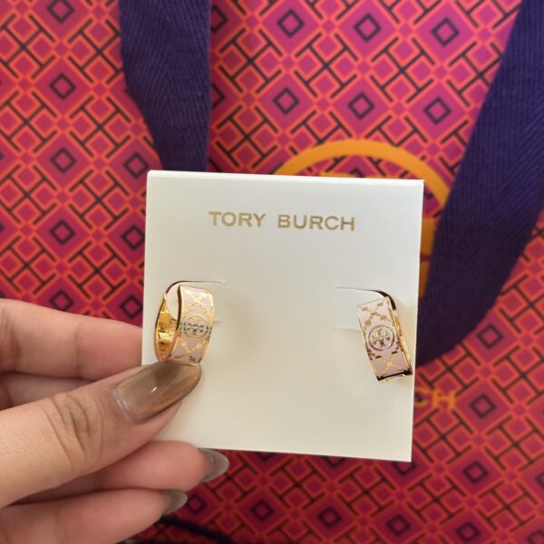 Hoops Earrings in pink enamel Tory Burch - Image 8