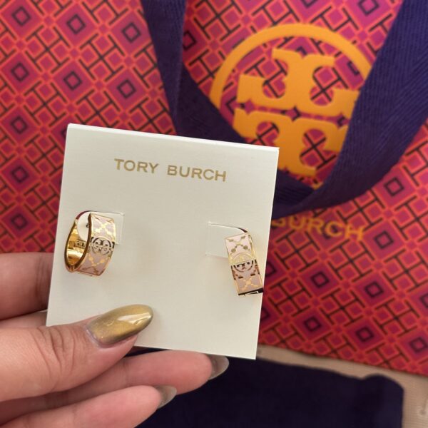 Hoops Earrings in pink enamel Tory Burch - Image 6