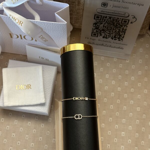 Dior Logo & Crystal Metal Bracelet - Image 9